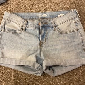 Semi Fitted Light Wash Jean Shorts
